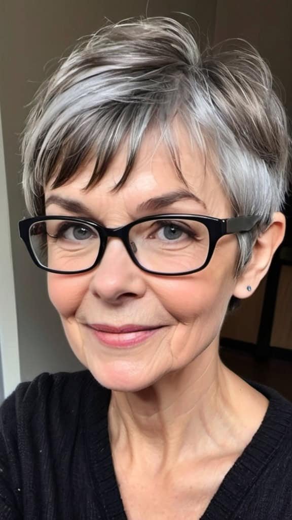 Classic Pixie with Bangs Hairstyles With Glasses For Women Over 70