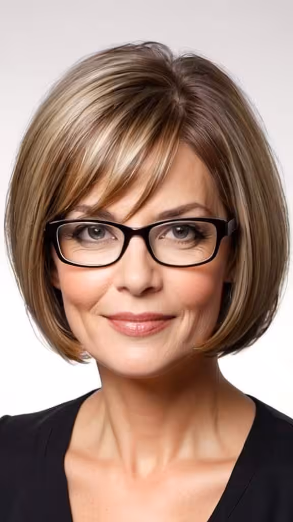 Classic Short Bob Hairstyles With Glasses For Women Over 40