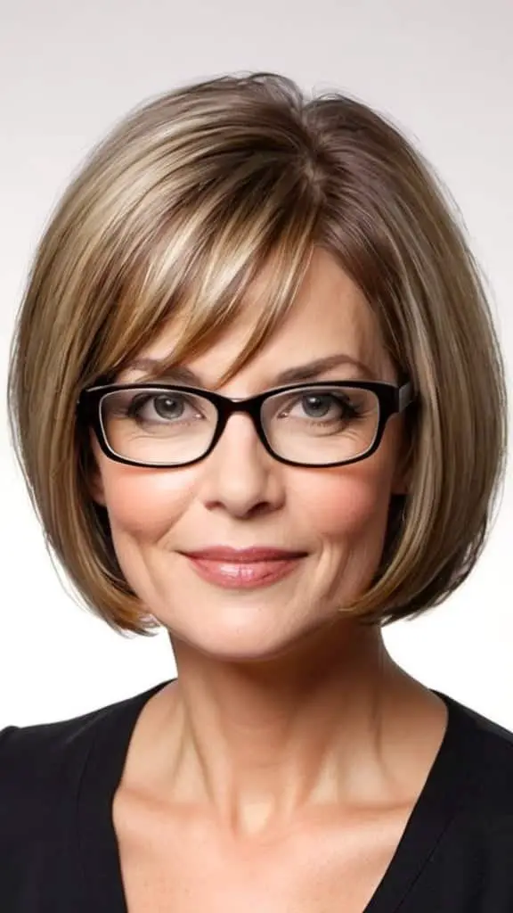 Classic Short Bob Hairstyles With Glasses For Women Over 40