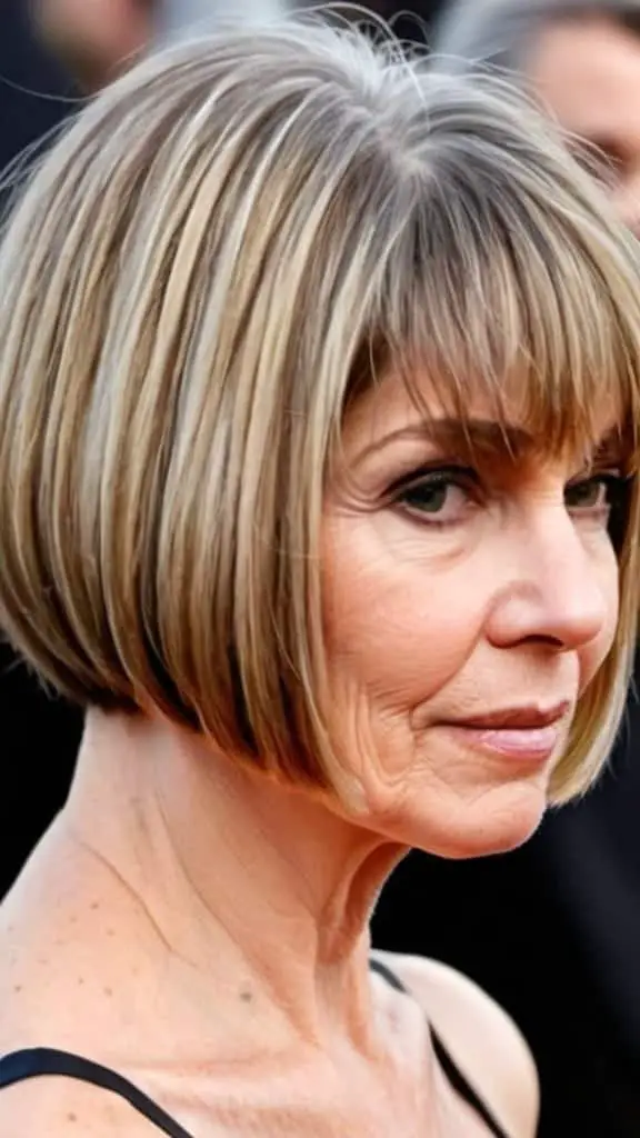 Cropped Blunt Bob Hairstyles for Thin Hair For Women Over 60