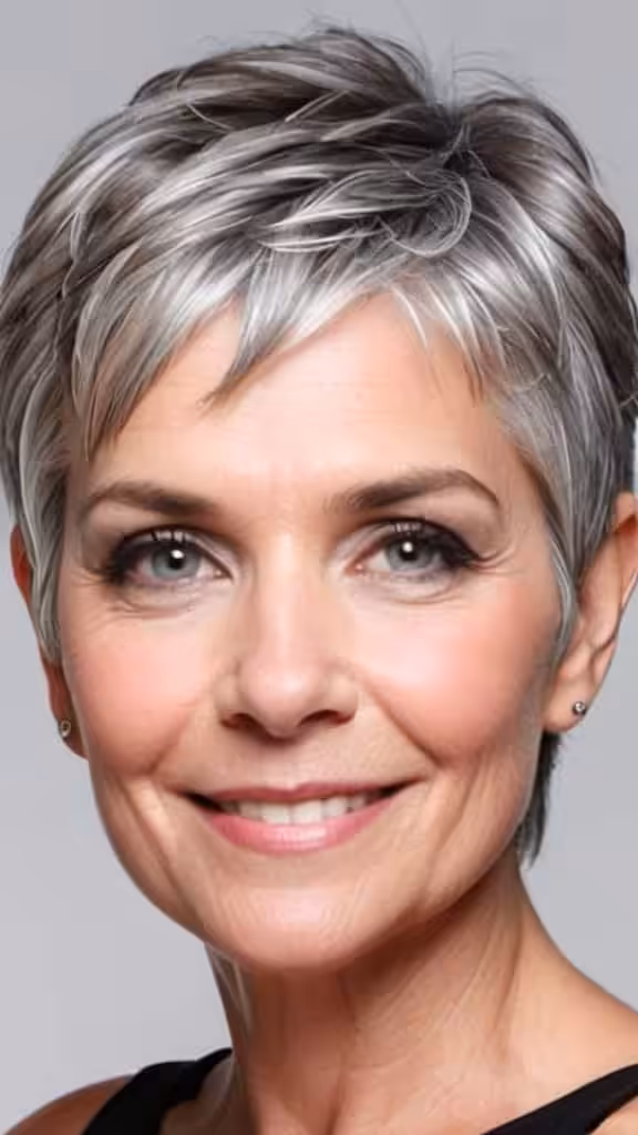 Cropped Pixie Short Gray Hairstyles For Women Over 50