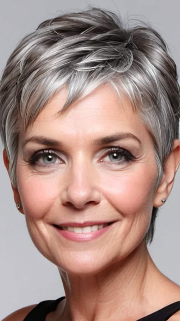 Cropped Pixie Short Gray Hairstyles For Women Over 50