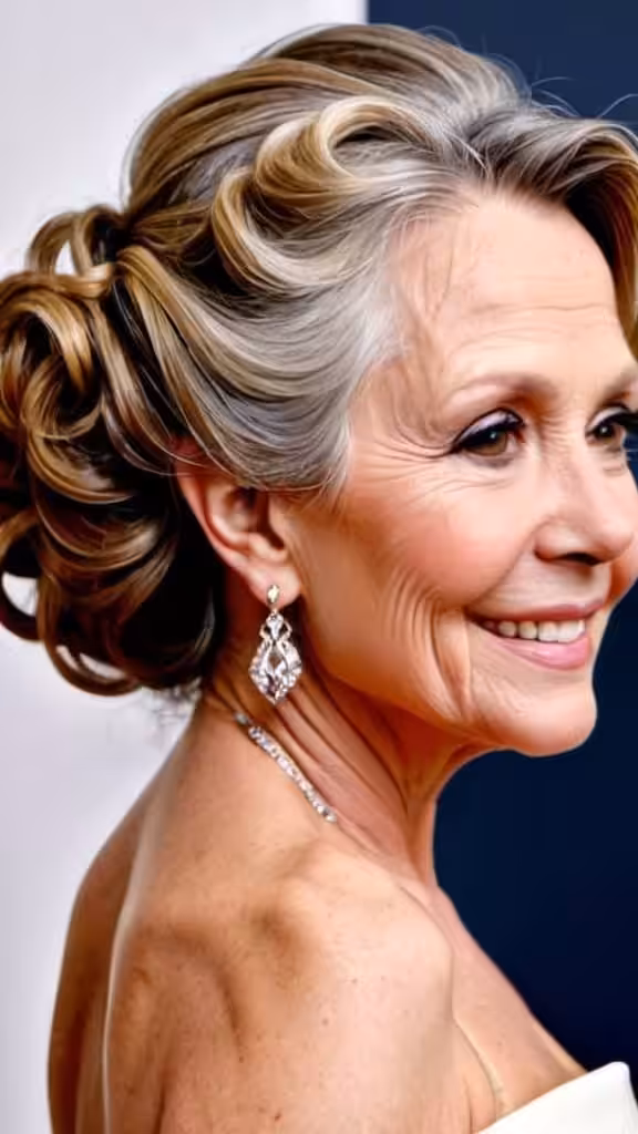 Curled Updo Long hairstyles for women over 50