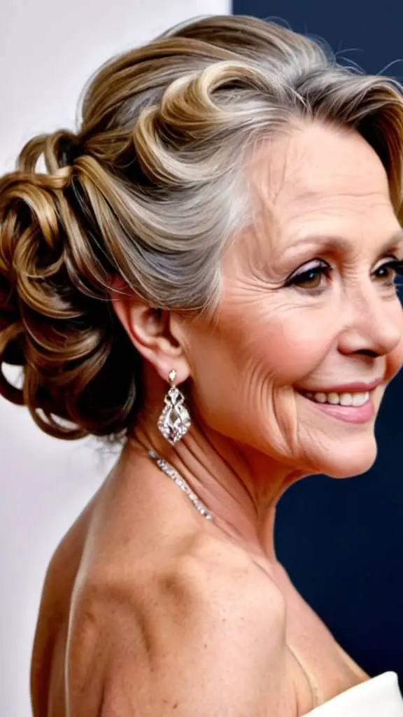 Curled Updo Long hairstyles for women over 50