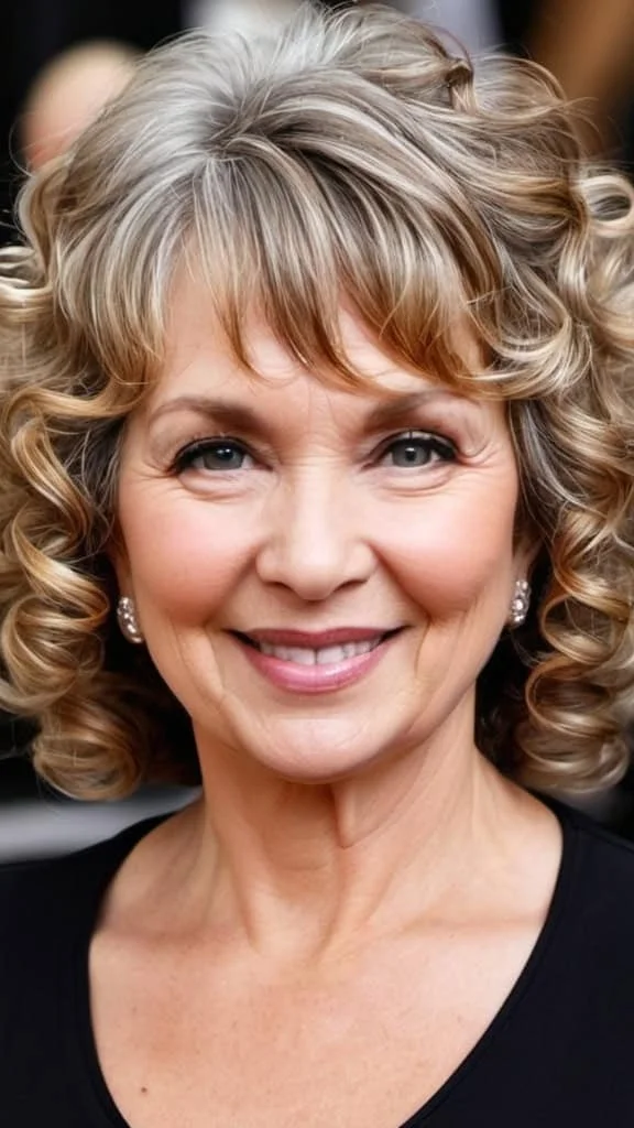 Curly Hair Hairstyles for round faces over 60