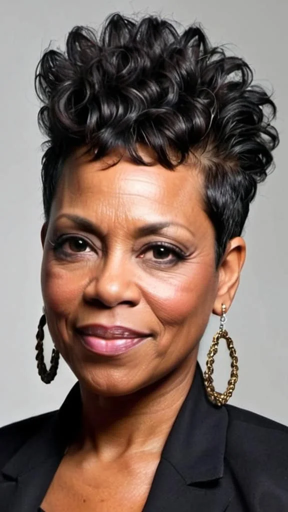Curly Mohawk Hairstyles for black women over 50