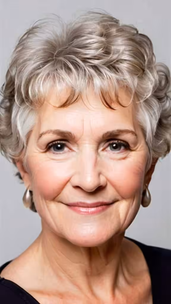 Curly White Wedge Wedge haircuts over 60