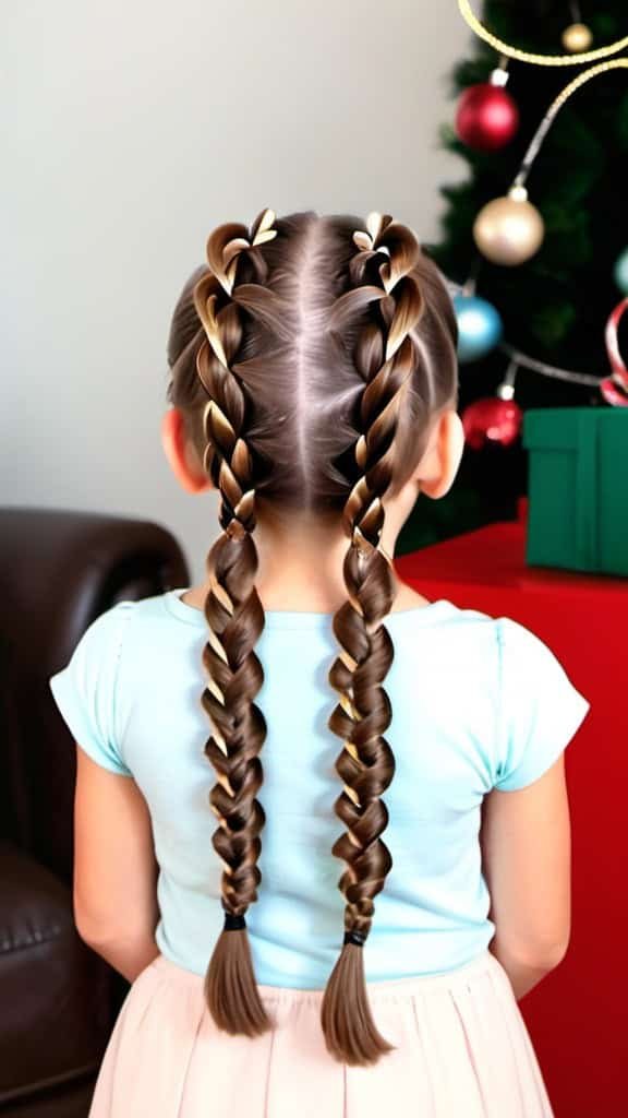 Cute Loop Pigtails Christmas Hairstyles for Kids