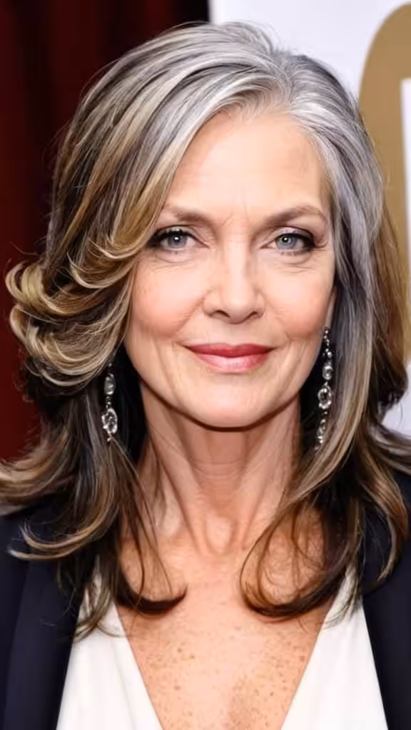 Deep Side Part Long hairstyles for women over 50