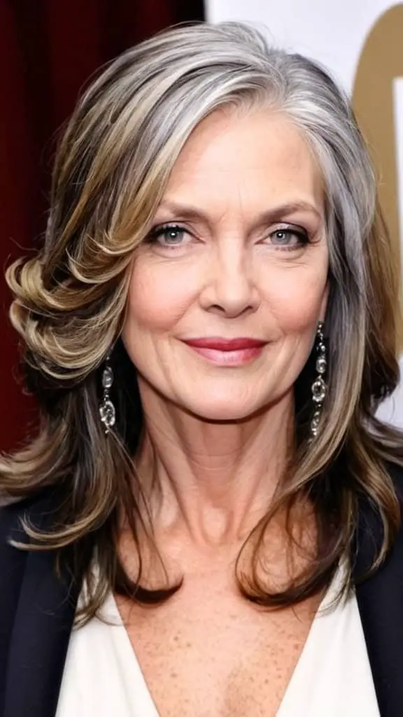 Deep Side Part Long hairstyles for women over 50