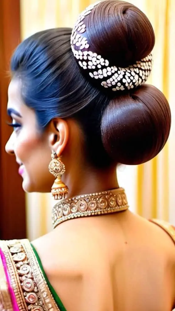 Donut Bun Indian Wedding Hairstyles for Girls