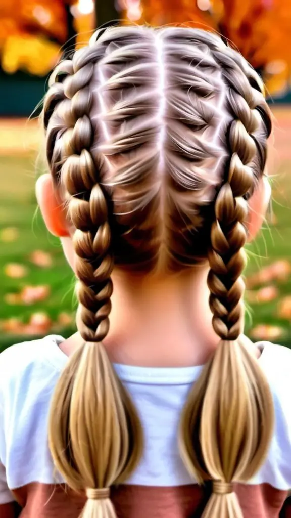 Dual Dutch Braids Braided Hairstyles for Thanksgiving for kids