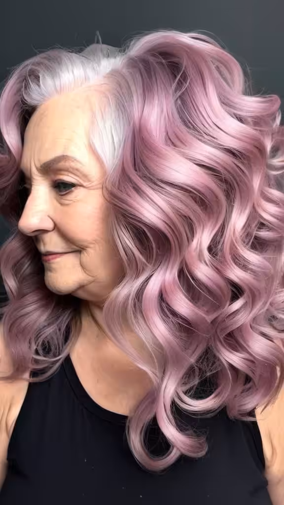 Dusty Mauve Curls Unicorn Hair For Woman Over 60