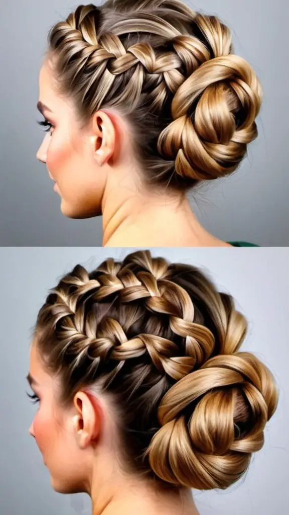 Dutch Braid Bun Christmas Hairstyles for Women
