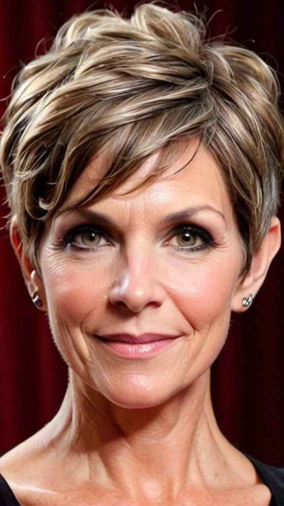 Ear-Grazing Pixie Wavy Hairstyles For Women Over 40
