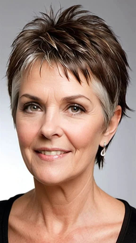Ear-Length Spike Short spiky haircuts for women over 60