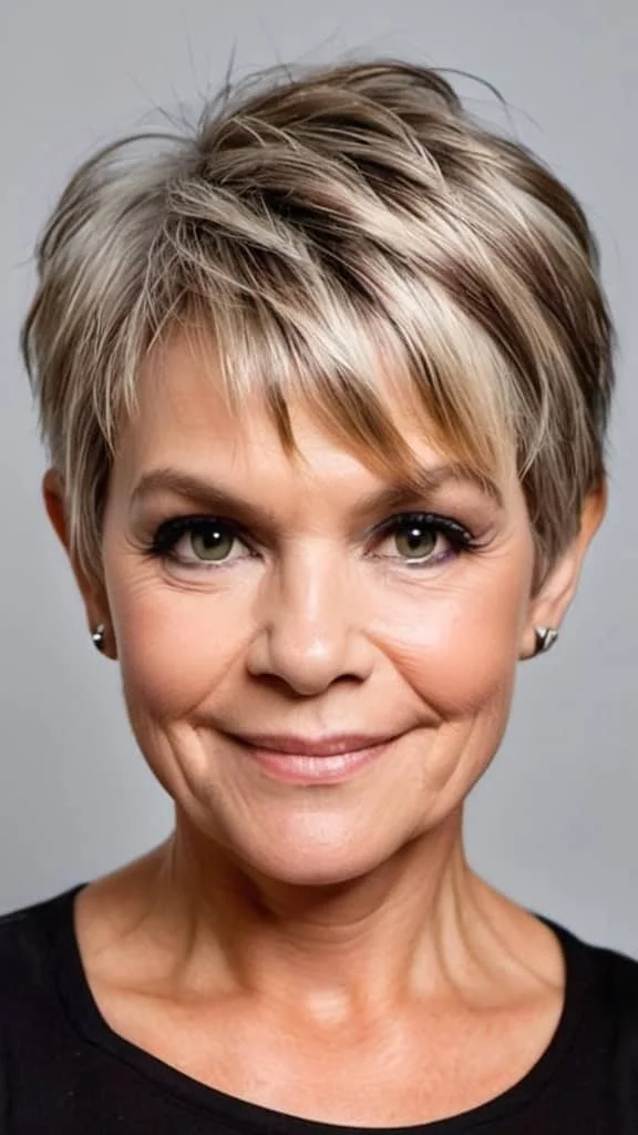 Edgy Pixie Bob Hairstyles for round faces over 60