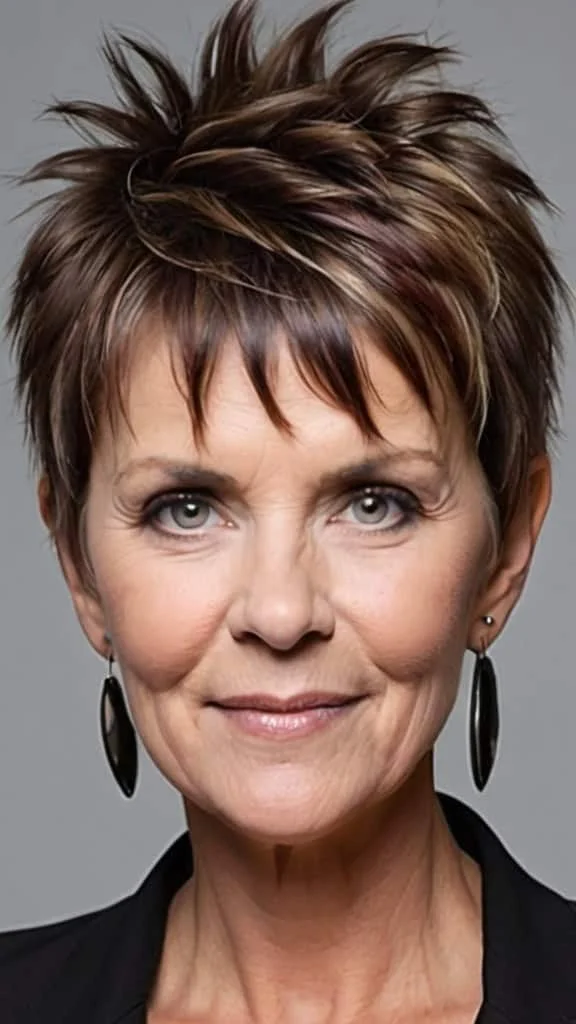 Edgy Spiky Style with Bangs Short spiky haircuts for women over 60