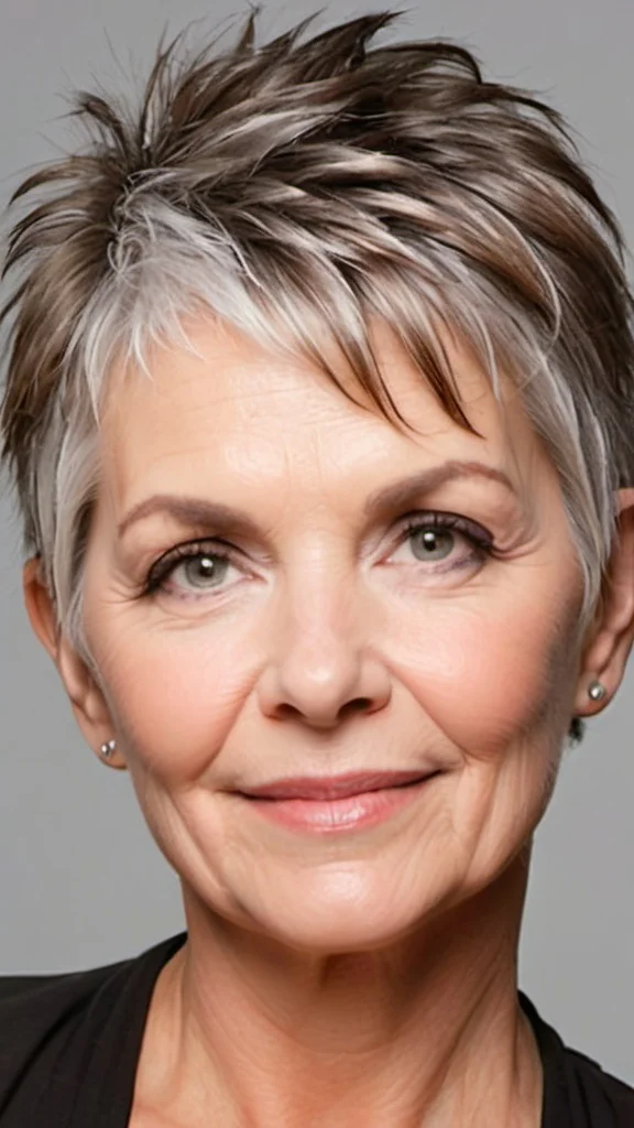 Elegant Tousled Pixie Short spiky haircuts for women over 60