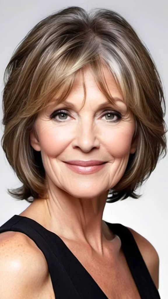 Face-Framing Lob Hairstyles For Thick Hair For Woman Over 50