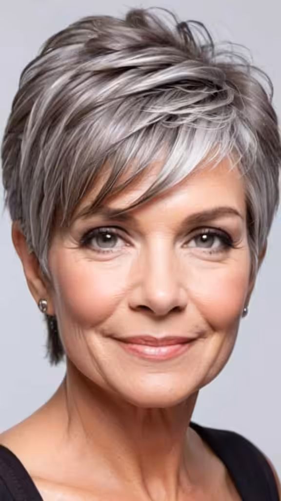 Face-Framing Shoulder Cut Short Gray Hairstyles For Women Over 50