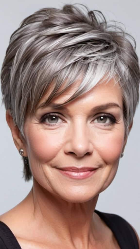 Face-Framing Shoulder Cut Short Gray Hairstyles For Women Over 50