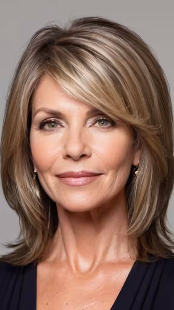 Face-Framing Layers Medium Length Hairstyles For Woman Over 60