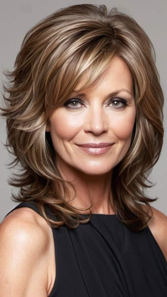 Feather Cut Wavy Hairstyles For Women Over 40