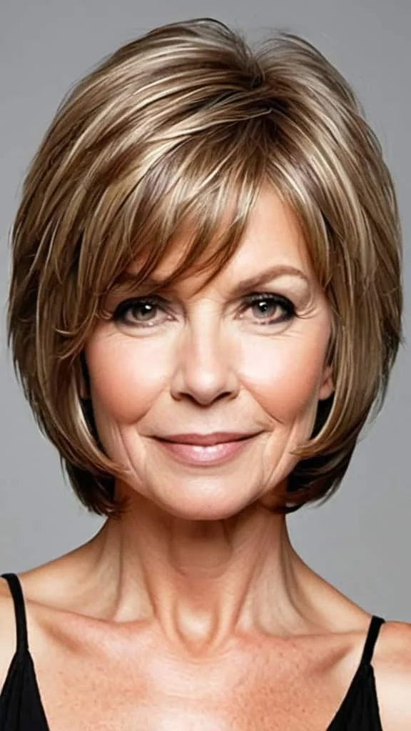 Feathered Bob Hairstyles For Thick Hair For Woman Over 50