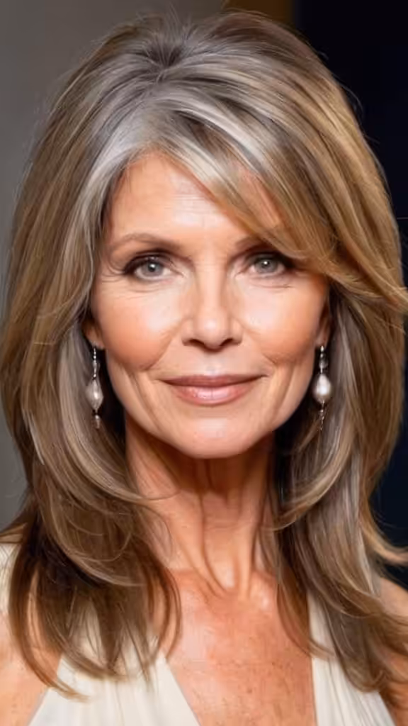 Feathered Layers Long hairstyles after 50