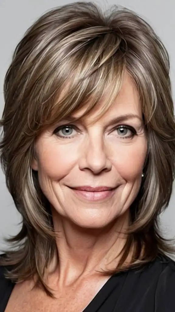 Feathered Layers Long hairstyles for women over 50