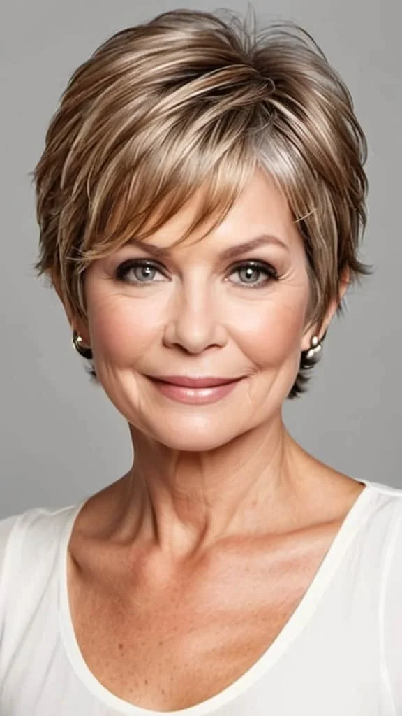 Feathered Layers Short Hairstyles For Fine Hair For Woman Over 60