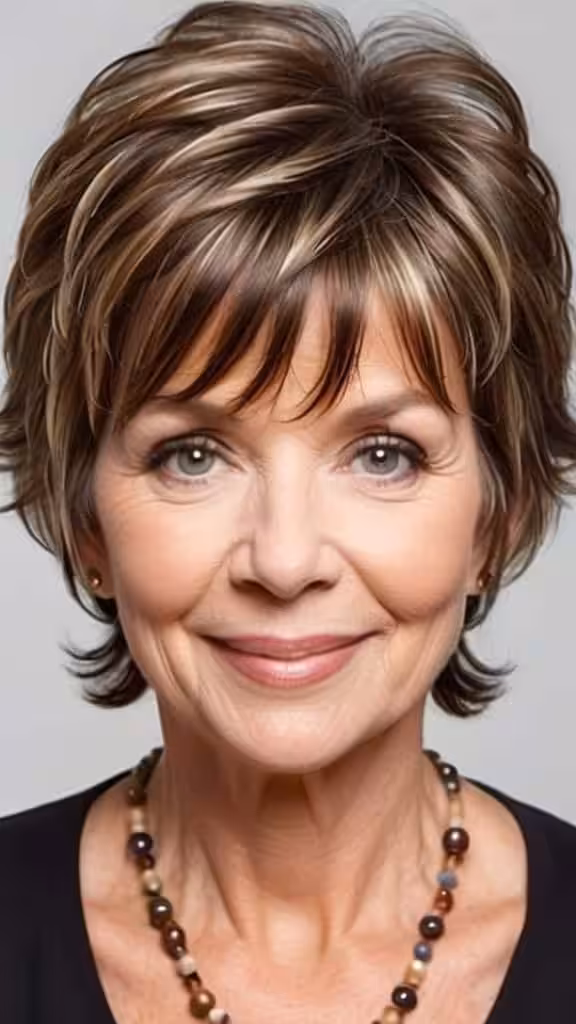 Feathered Shag with Bangs Short Shag Hairstyles For Women Over 60