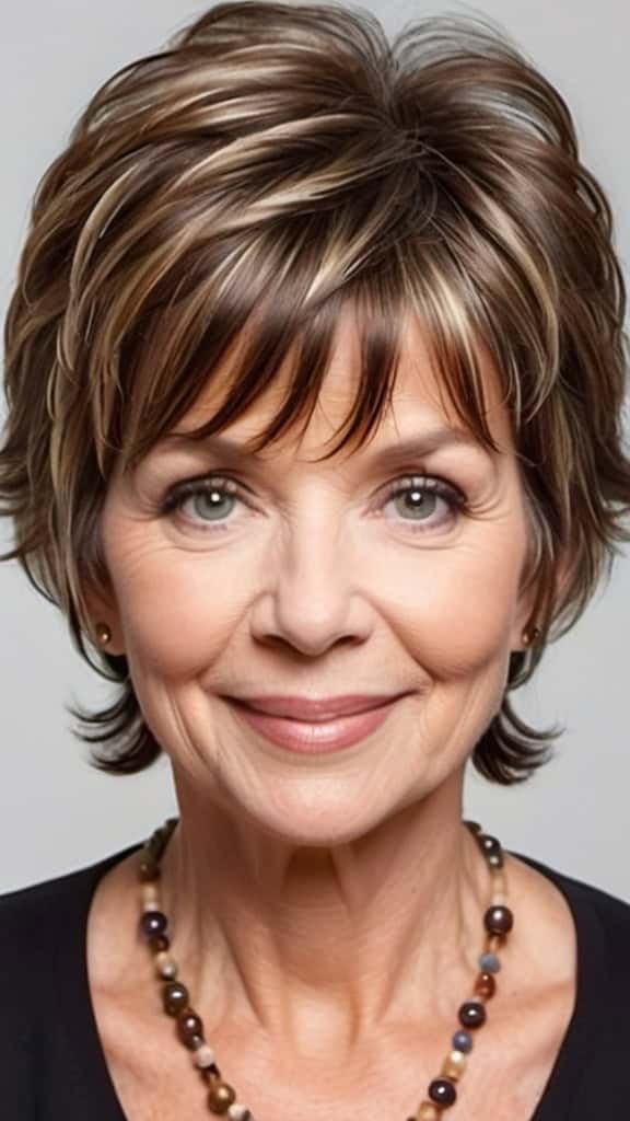 Feathered Shag with Bangs Short Shag Hairstyles For Women Over 60