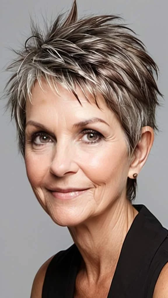 Feathered Textured Pixie Short spiky haircuts for women over 60