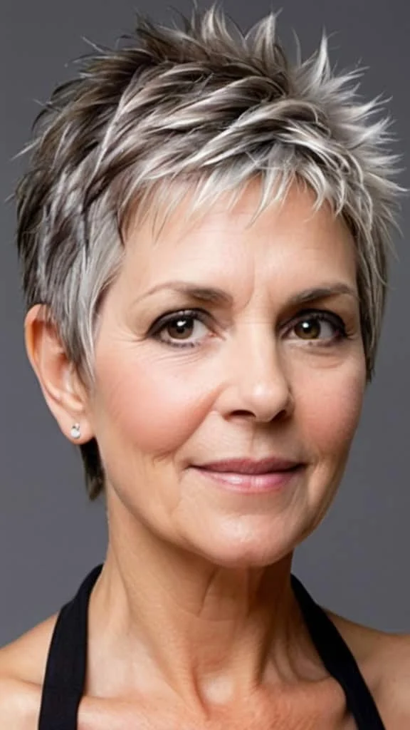 Feminine Layered Pixie Short spiky haircuts for women over 60