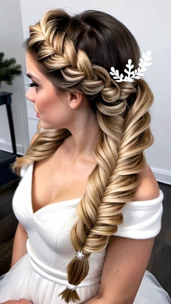 Fishtail Halo Christmas Hairstyles for Girls