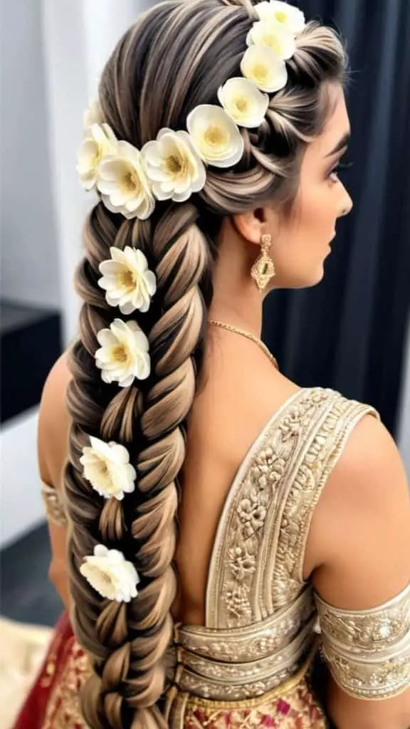 Floral Braids Indian Wedding Hairstyles for Women