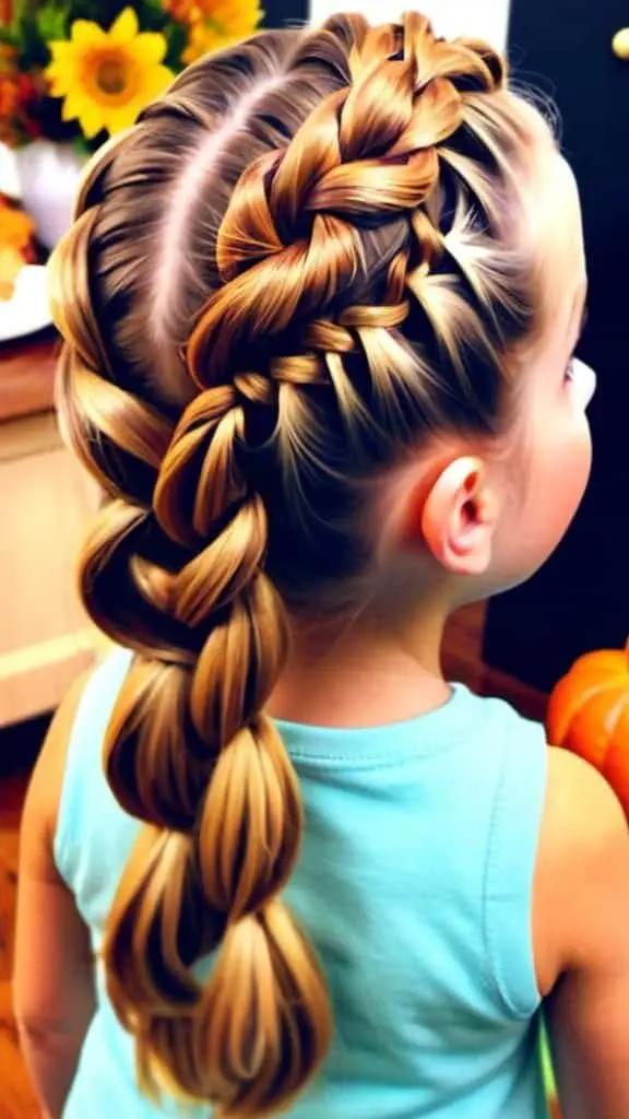 Floral French Braid Braided Hairstyles for Thanksgiving for girls