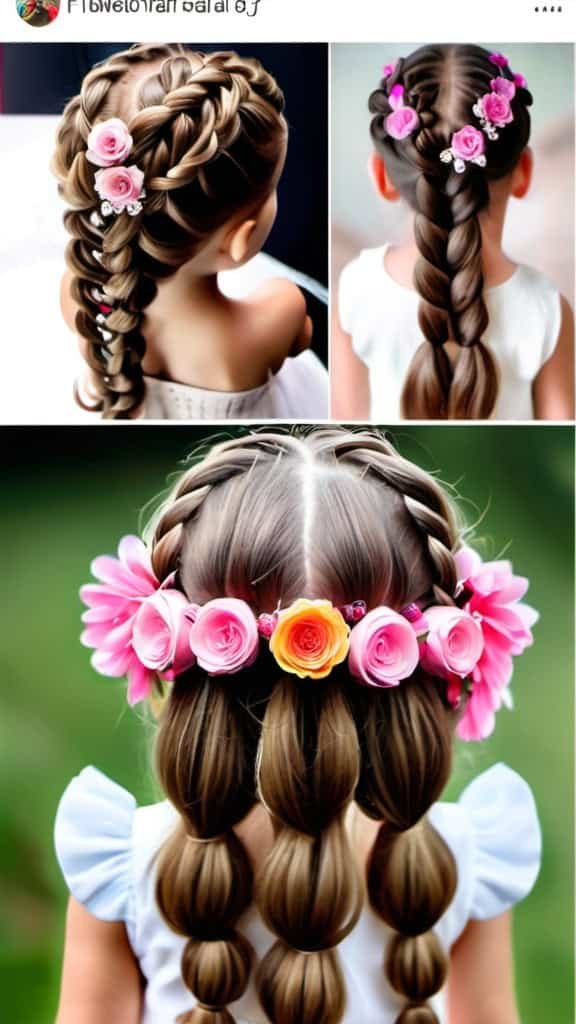 Flowery Braid Indian Wedding Hairstyles for Kids