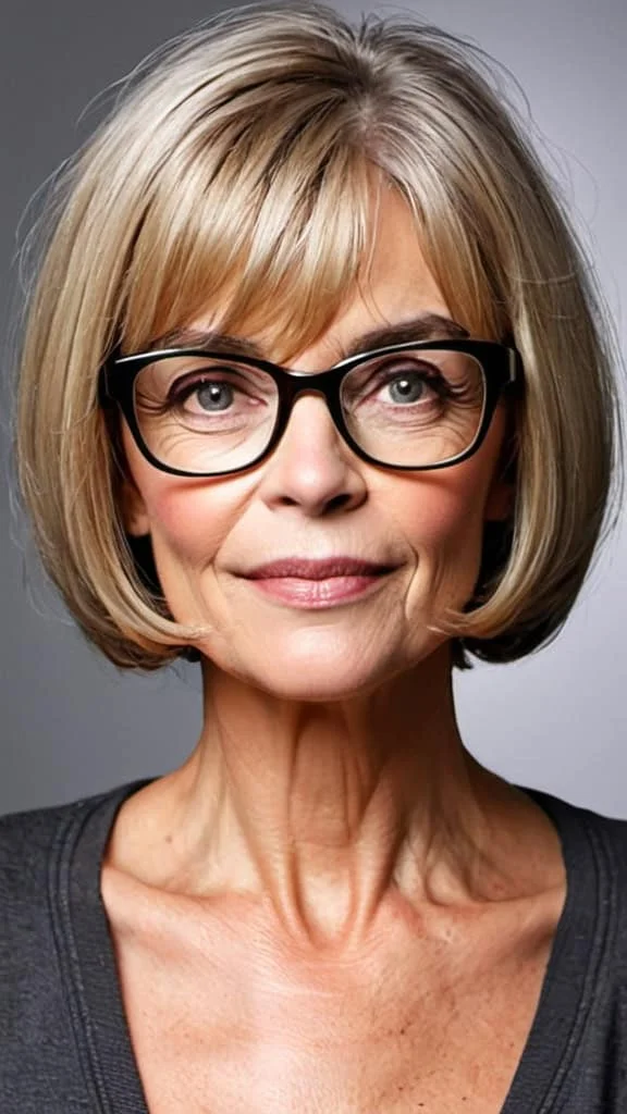 French Bob Hairstyles with glasses over 50