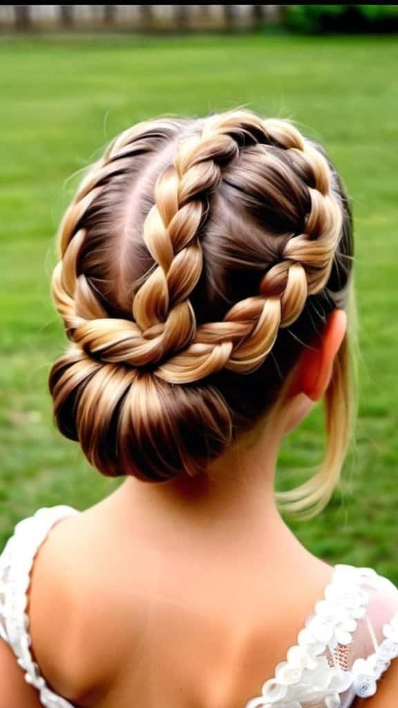 French Braided Side Bun Indian Wedding Hairstyles for Kids