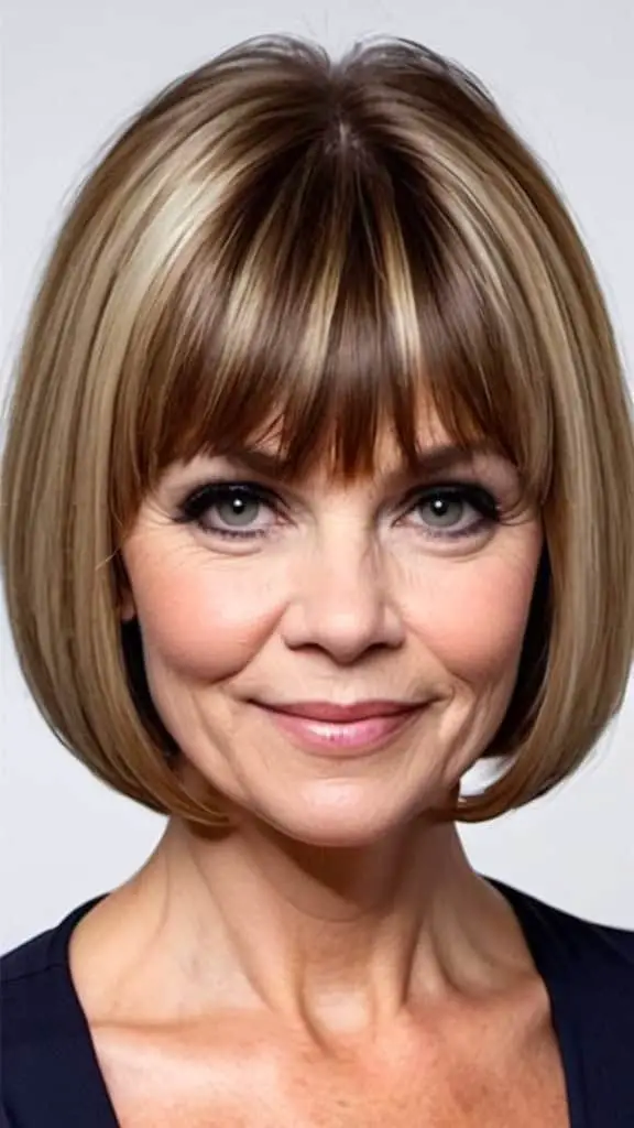 Graduated Bob with Bangs Hairstyles for round faces over 60