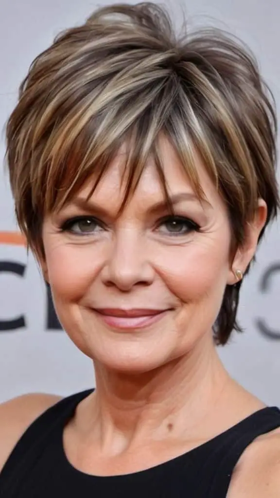 Haircut with Long Wispy Fringe Short hairstyles for round faces over 50