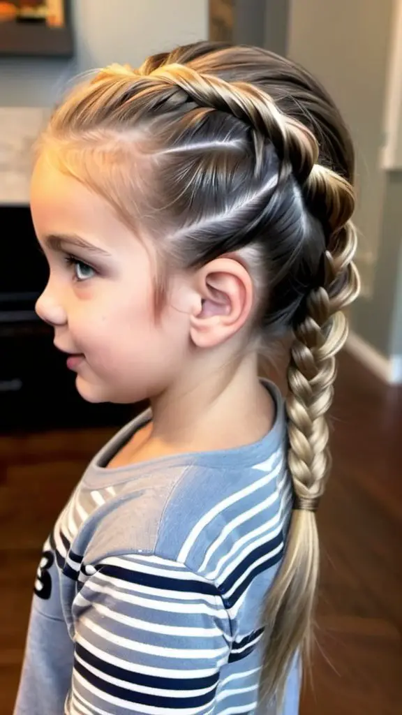 Half-Up Fishtail Braided Hairstyles for Thanksgiving for kids