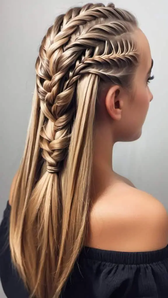 Half-Up Microbraids Braided Hairstyles for Thanksgiving for girls