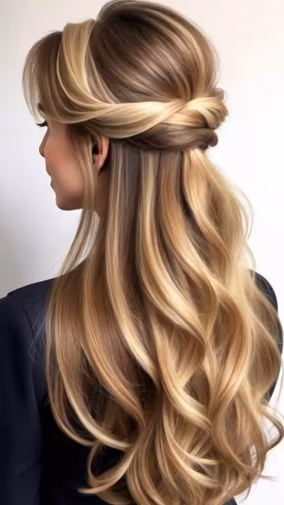 Half-Up Twist Long hairstyles after 50
