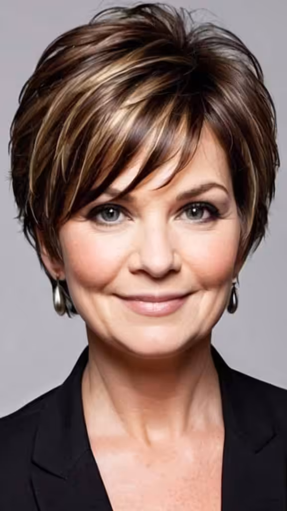Heavily Layered Hairstyle Short hairstyles for round faces over 50