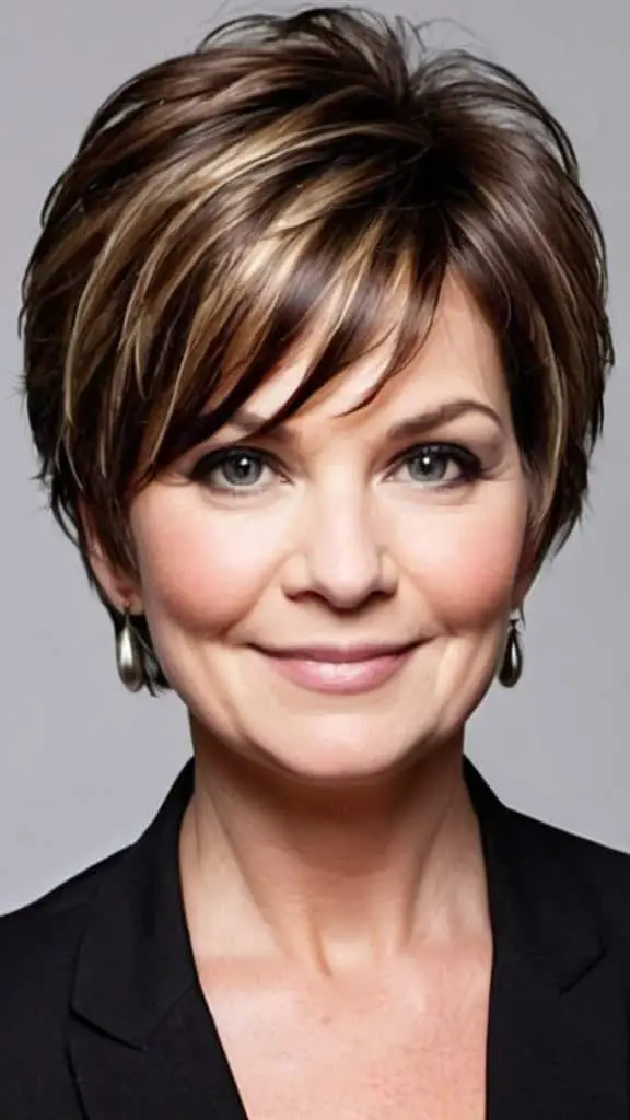 Heavily Layered Hairstyle Short hairstyles for round faces over 50