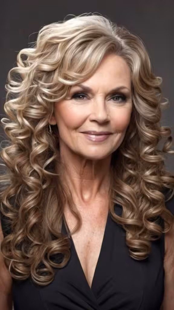 Heavy Curls Long hairstyles after 50